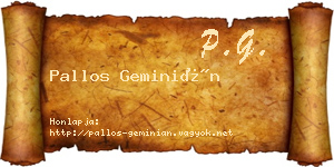 Pallos Geminián névjegykártya